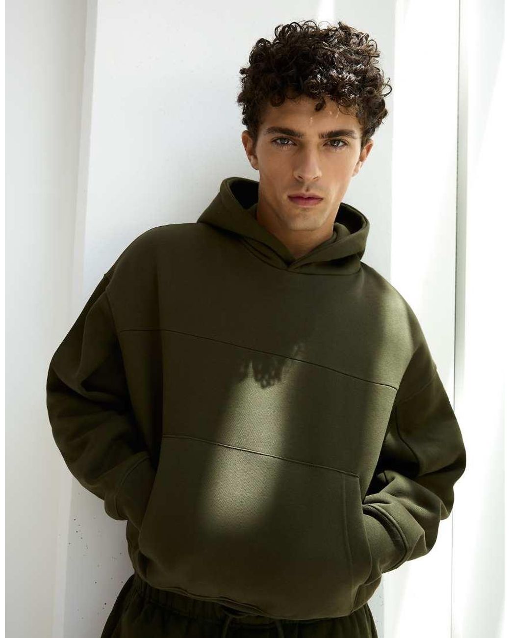 Bershka Green Boxyhoodie for men