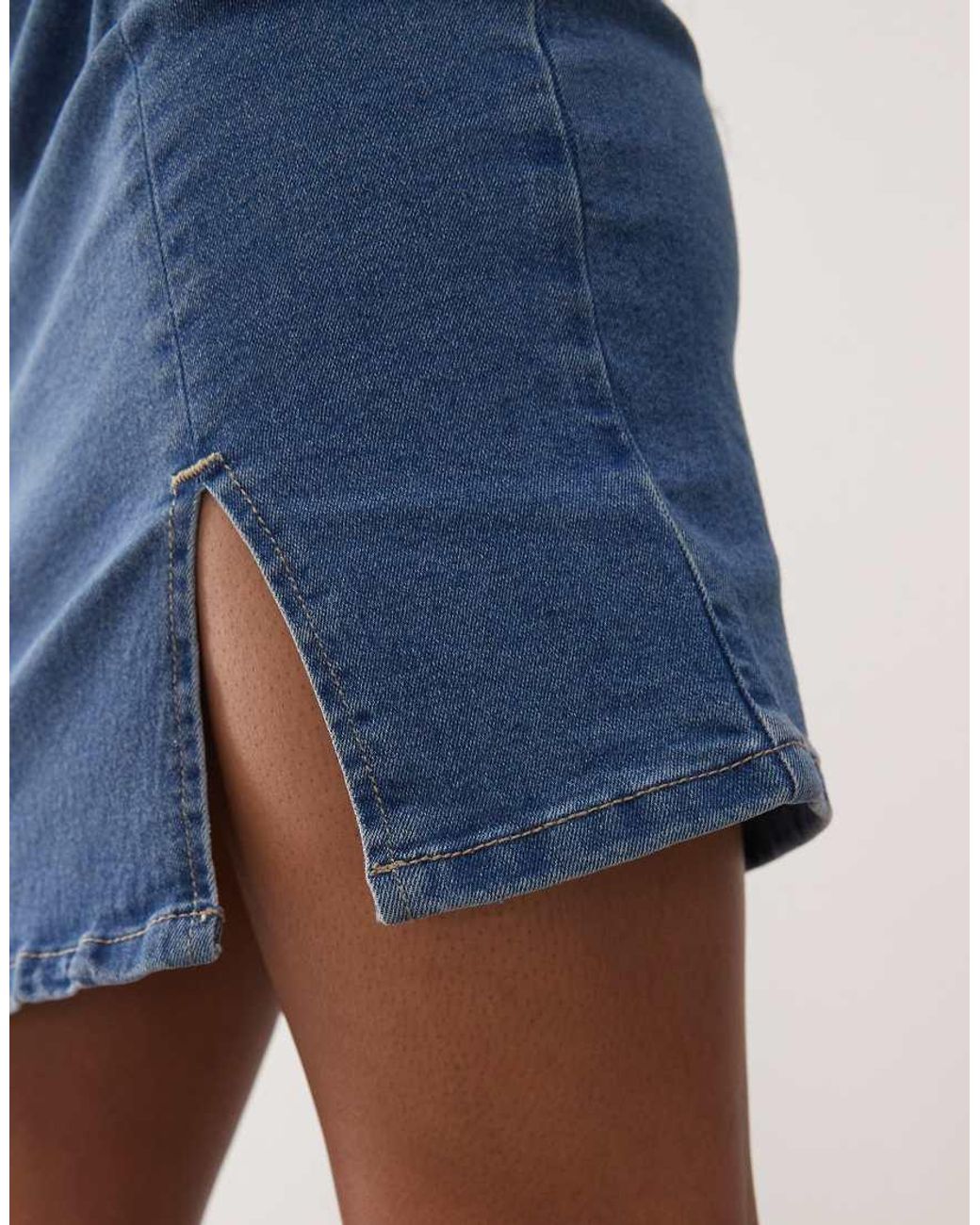 Noisy May Blue Denim Mini Skirt With Slit