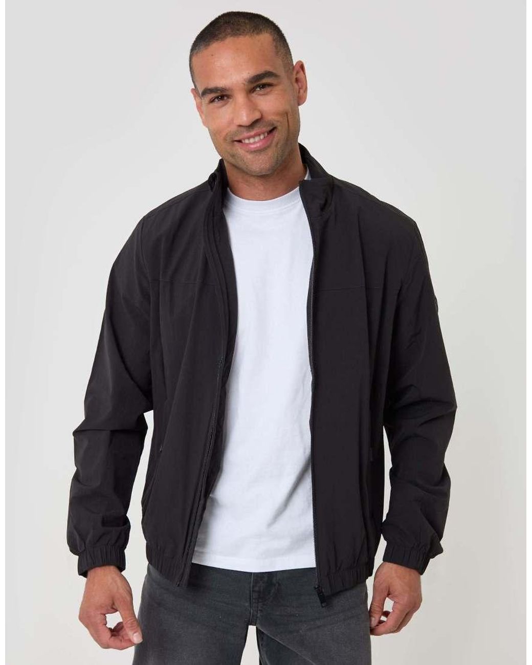 Threadbare Blue Showerproof Ripstop Harrington Jacket for men