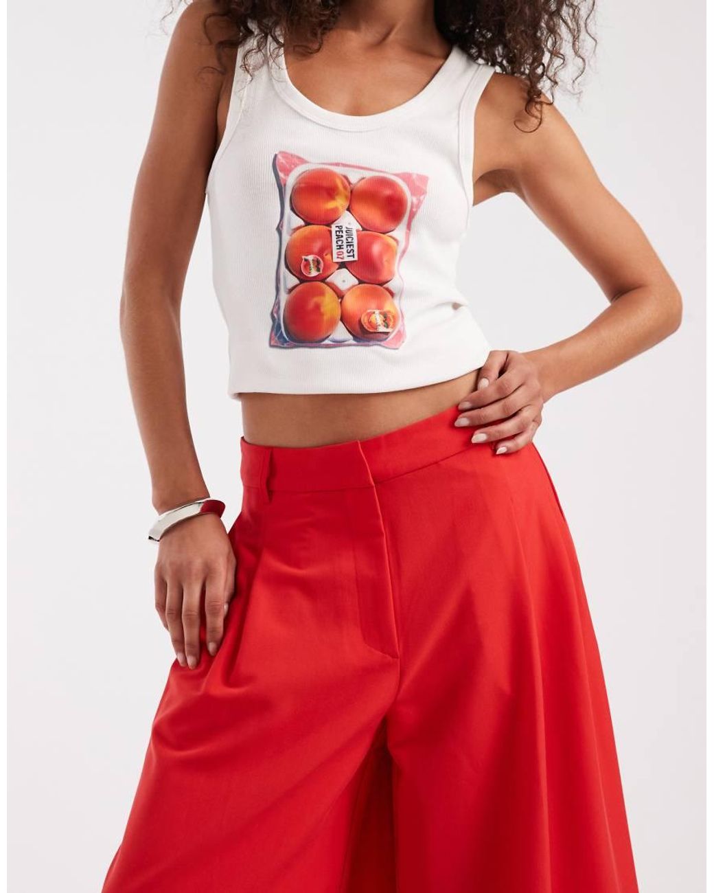 ASOS Red Tailo High Waist Culotte Pants