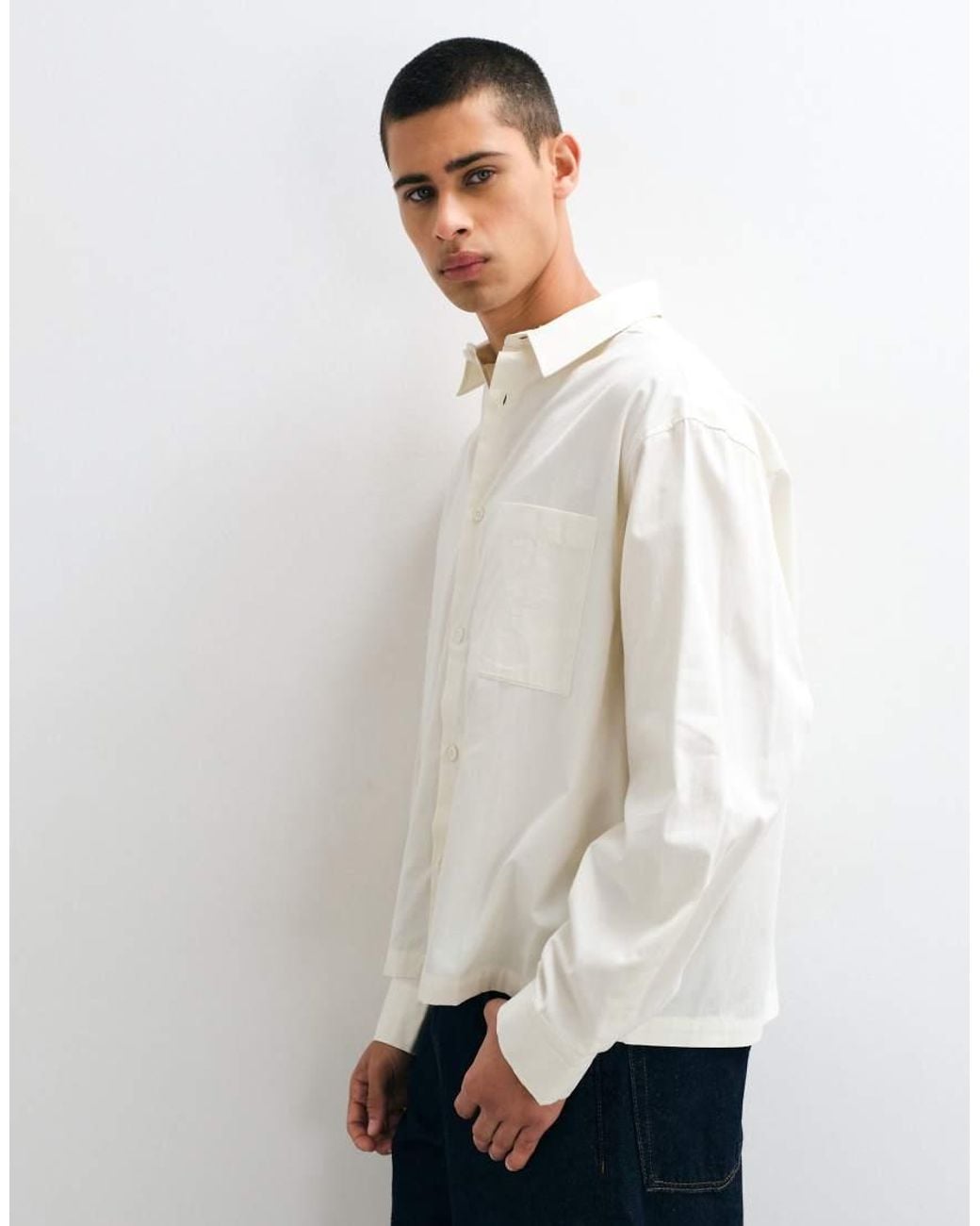 ASOS White Boxy Oversized Poplin Shirt for men