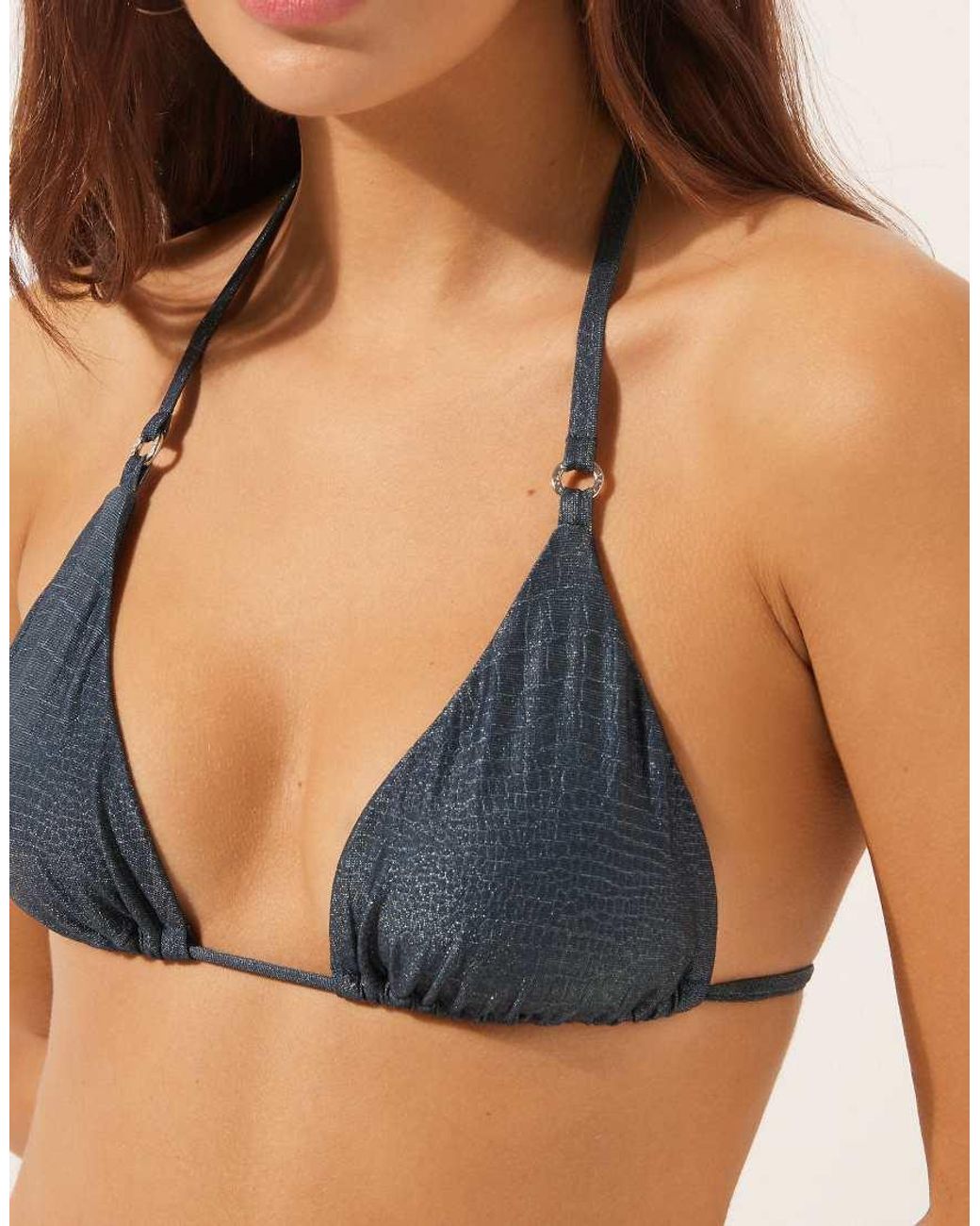 Calzedonia Blue Triangle Bikini Top Glowing Python
