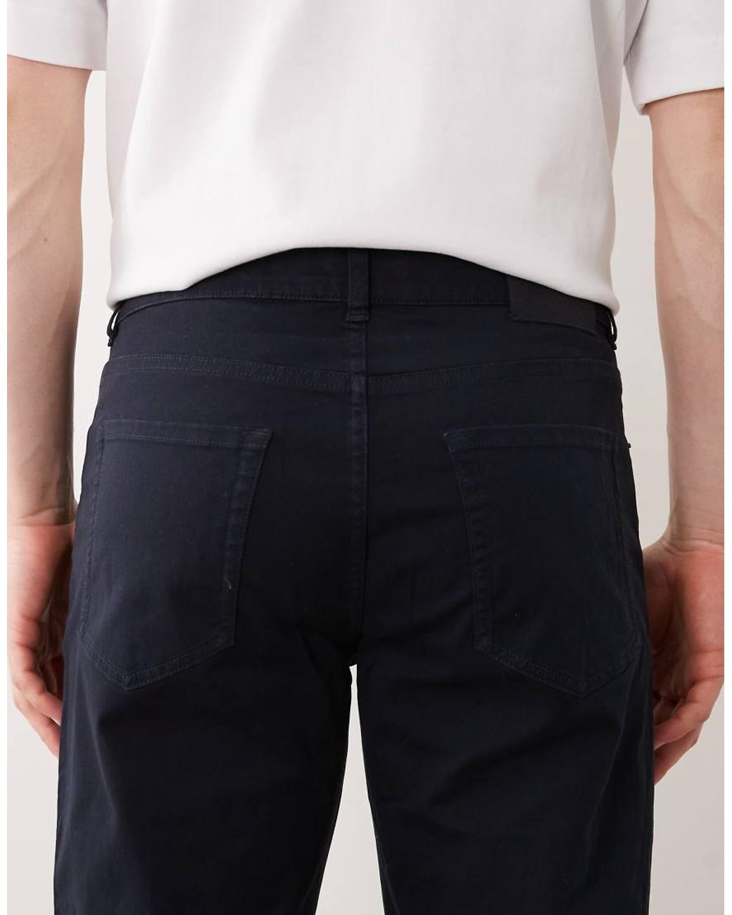 Mango Black Cotton Mix Regular Fit Tapered Trousers for men