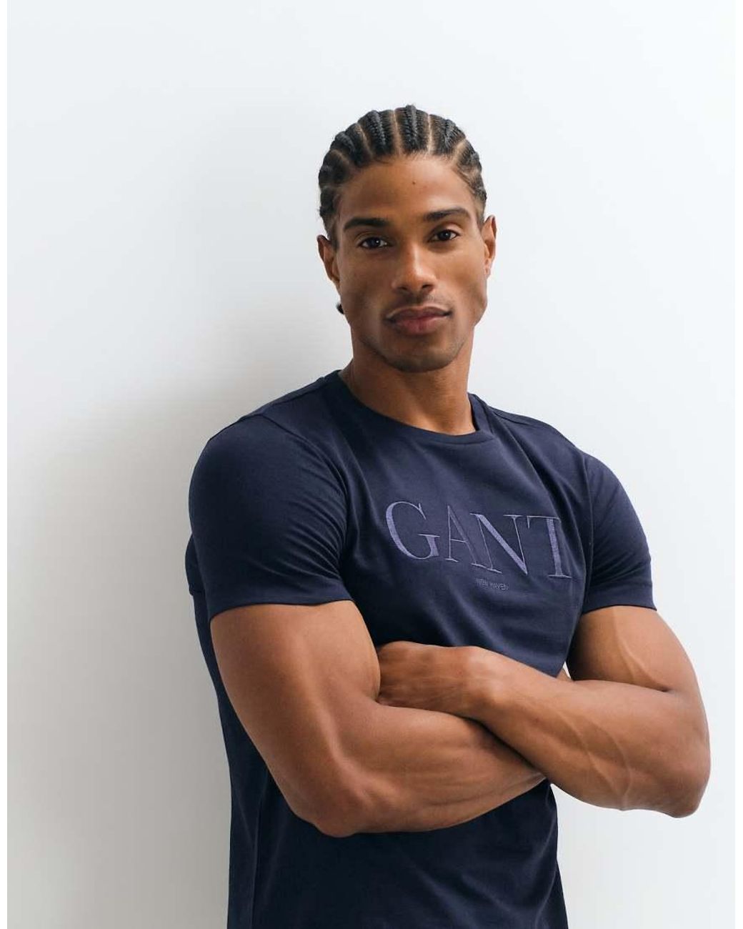 Gant Blue Tonal Chest Script Logo T-shirt for men