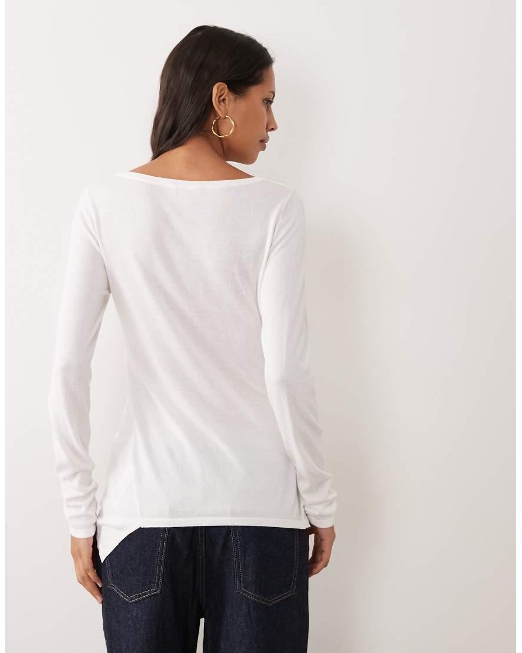 Miss Selfridge White Tie Waist Fine Gauge Knit Top