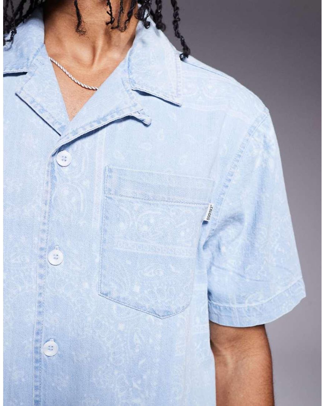 River Island Blue Boxy Denim Shirt for men