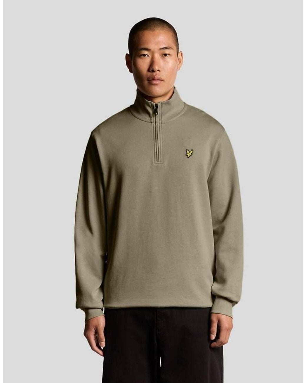 Lyle & Scott Green Mid Layers Quarter Zip Pullover Sweatshirt for men
