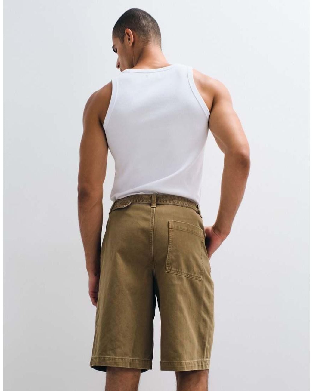 ASOS Natural Loose Denim Jorts for men