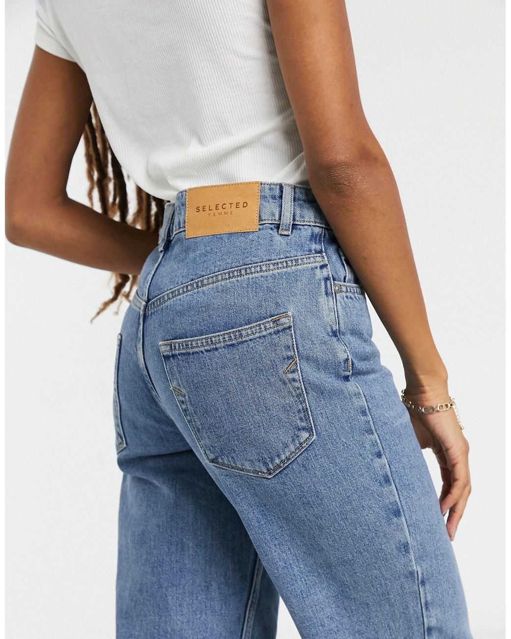 SELECTED Denim Femme - Kate - Jeans Met Rechte Pijpen En Hoge Taille Van  Organisch Katoen in het Blauw | Lyst NL