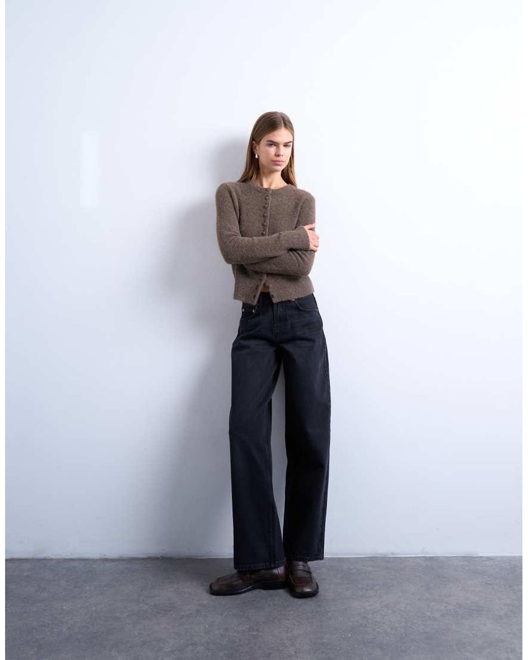 TOPSHOP Blue Cinch Low Rise Relaxed Jean