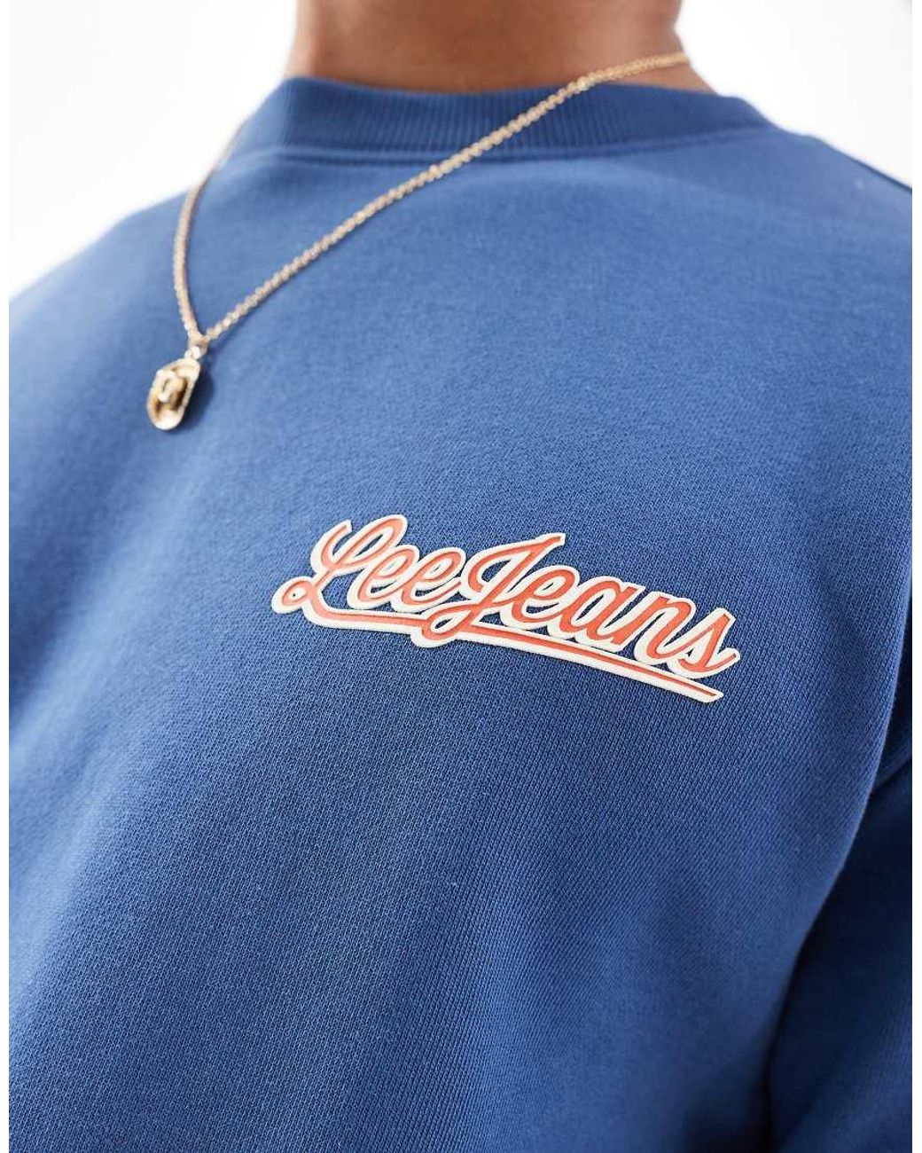 Lee Jeans Blue Script Logo Sweatshirt for men