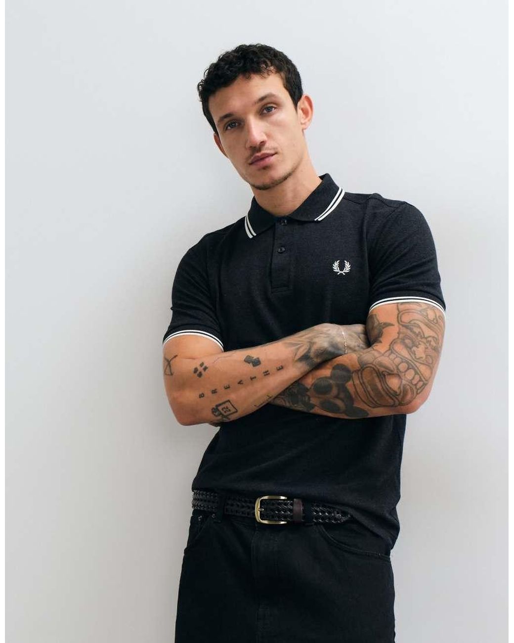 Fred Perry Black Twin Tipped Polo Shirt for men