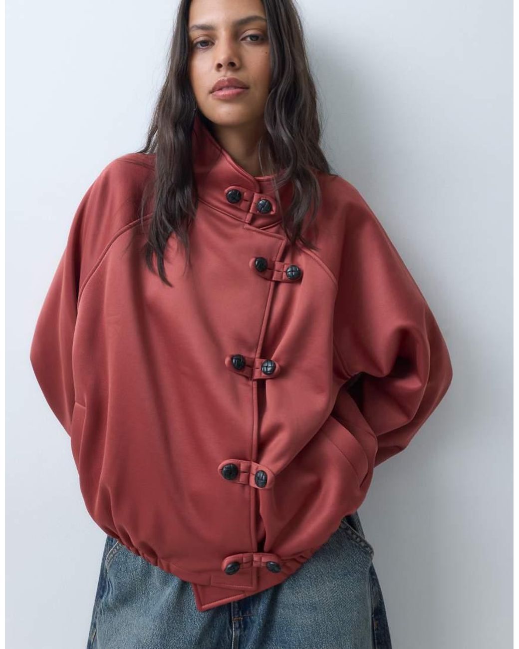 ASOS Blue Satin Jacket With Side Buttons