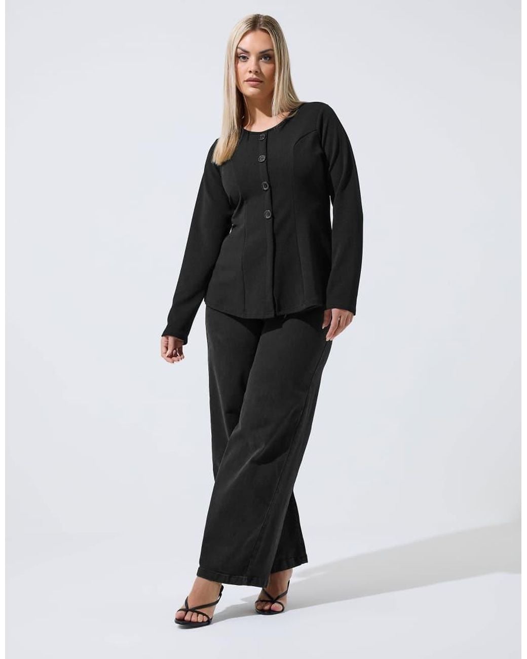 Yours Clothing Black Long Sleeve Seam Detail Top
