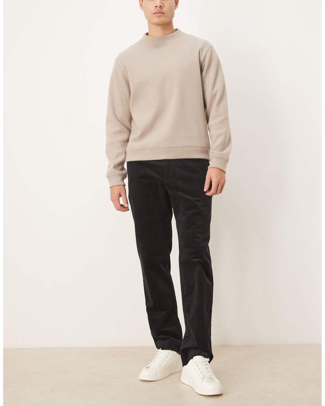 Mango Black Slim Fit Cord Trousers for men