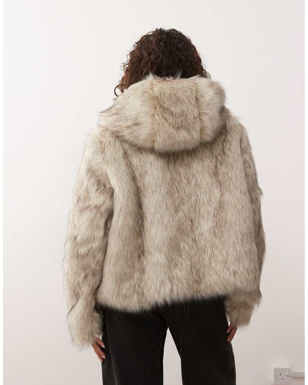 The Ragged Priest Natural Faux Fur Coat With Hood