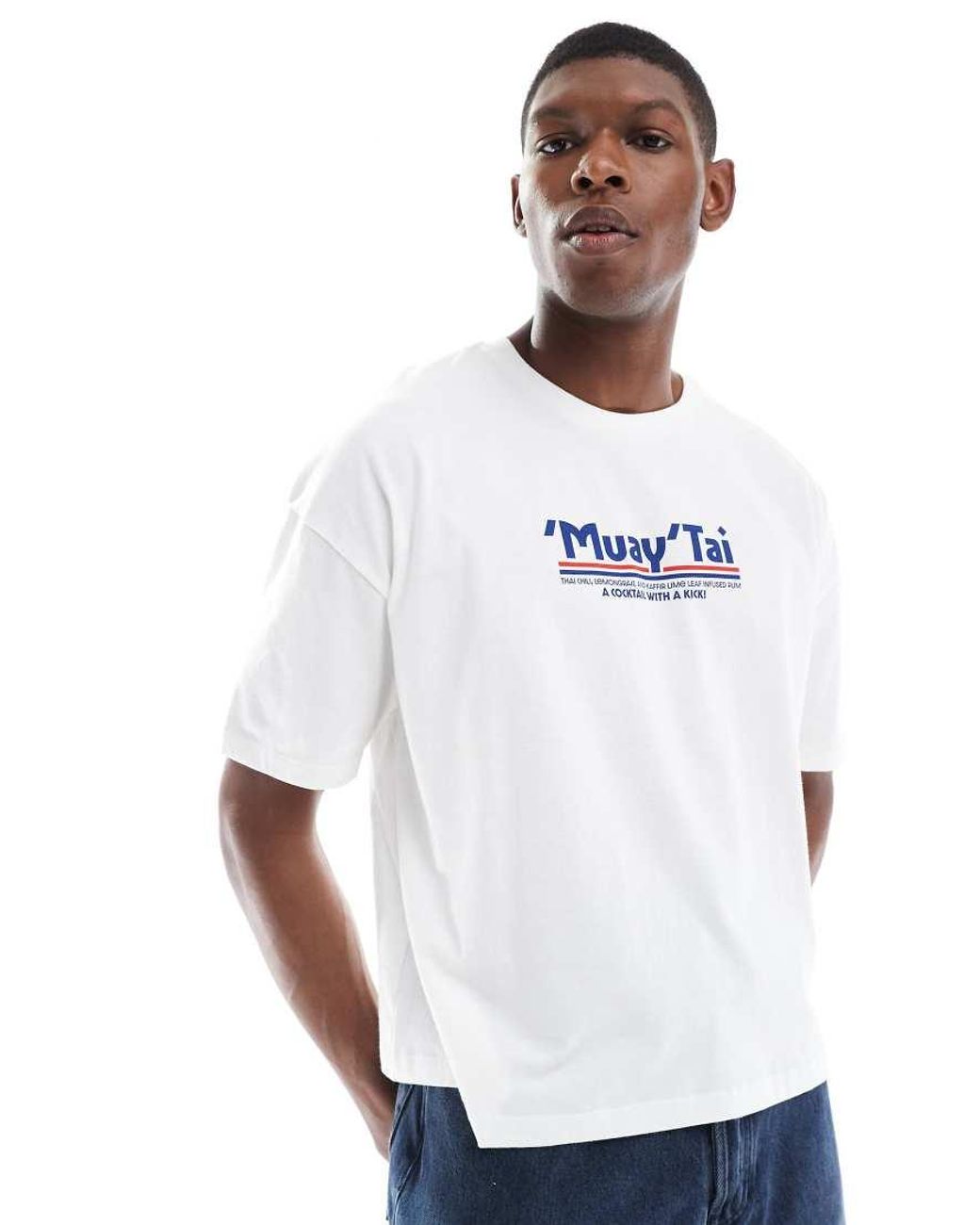 ASOS Recht Oversized T-Shirt Met Print Op De Achterkant in het White voor heren