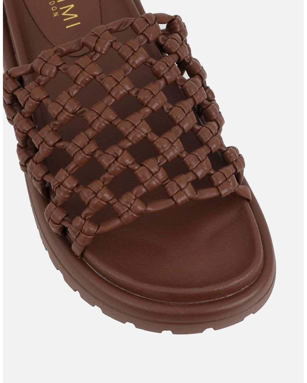 SIMMI Brown Vanya Woven Mesh Chunky Flats