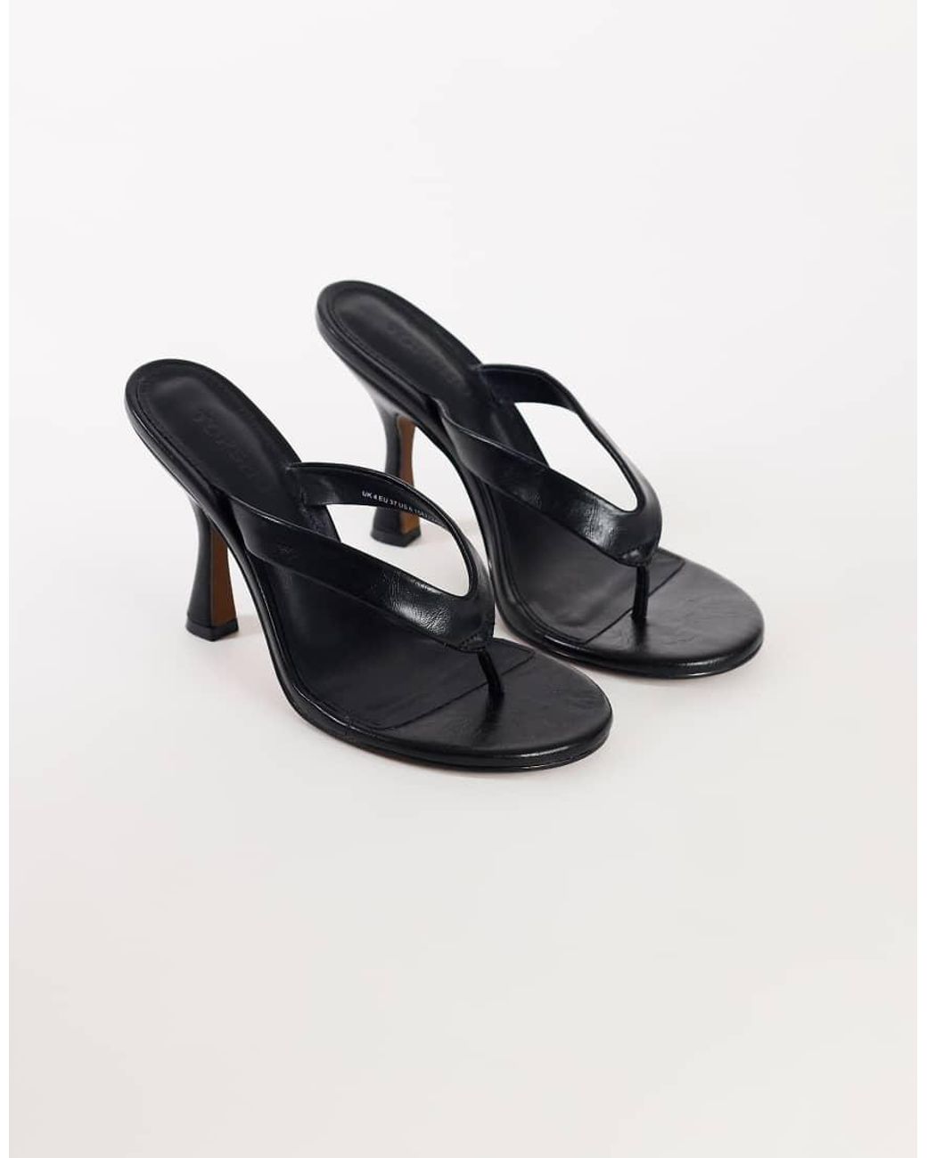 TOPSHOP Black Nina Toe Thong Heeled Sandal