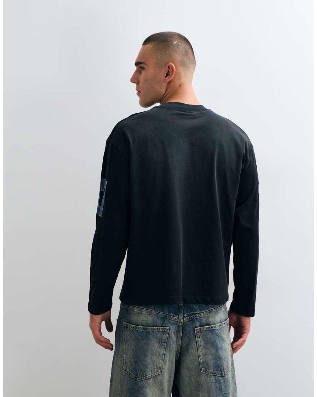 CERNUCCI Blue Long Sleeve Moto Graphic T-shirt for men
