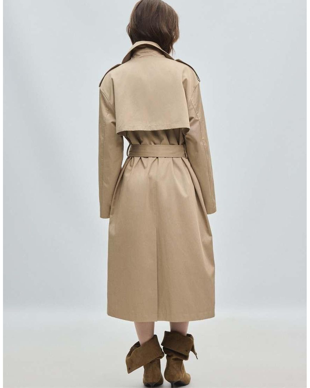 Stradivarius Natural Long Basic Trench Coat