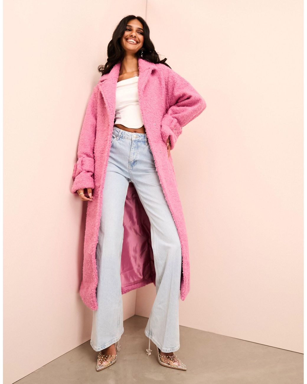 Pink borg clearance coat