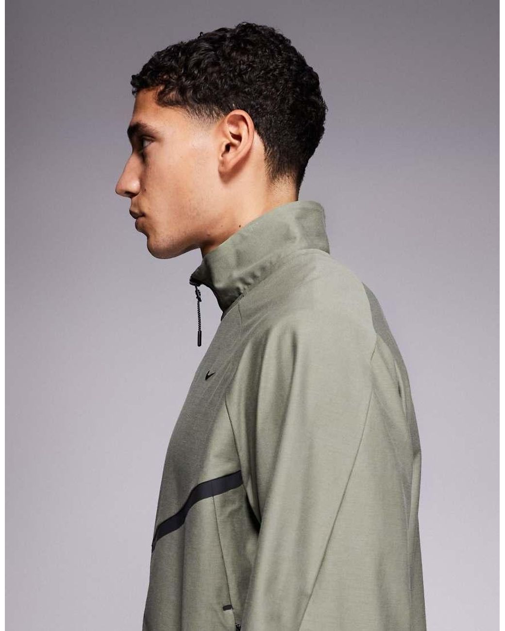 Nike Gray Tech Shori Full Zip Funnel Neck Track Jacket for men