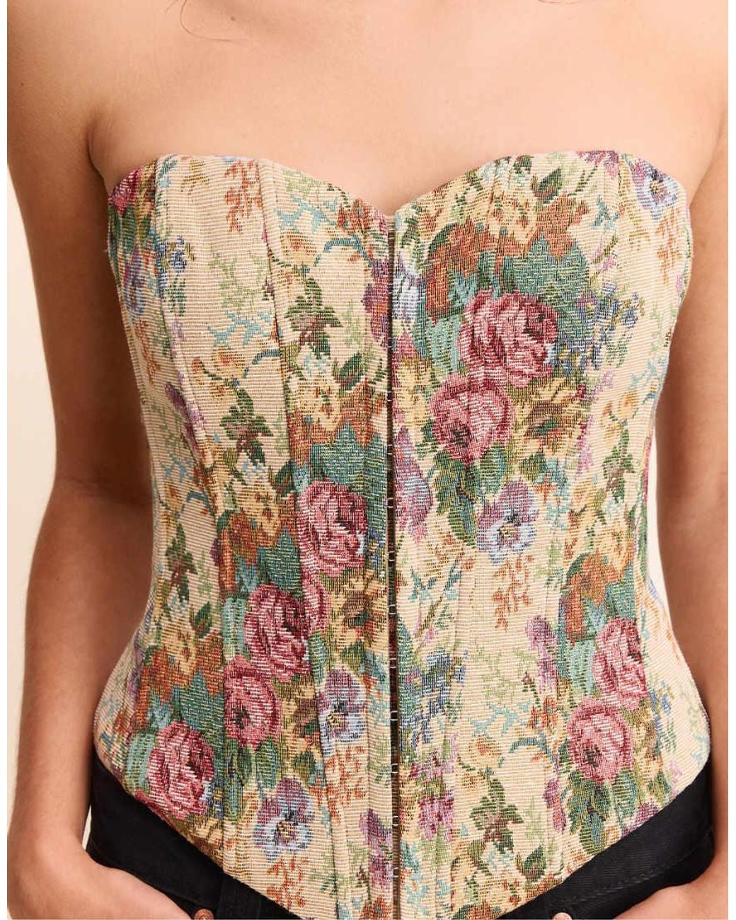 Stradivarius White Jacquard Bustier Top