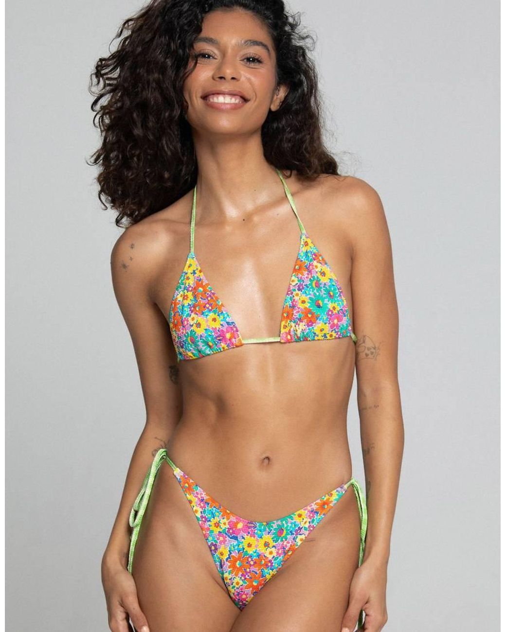 Bright Swimwear Green Bright Swim Melody Meadow Triangle Bikini Top