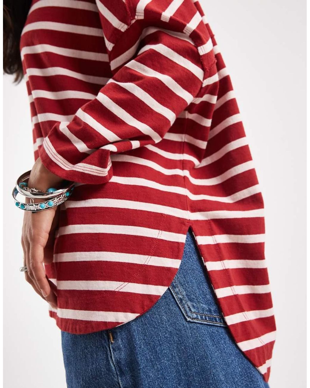 Free People Red 2 Sense Long Sleeve Top