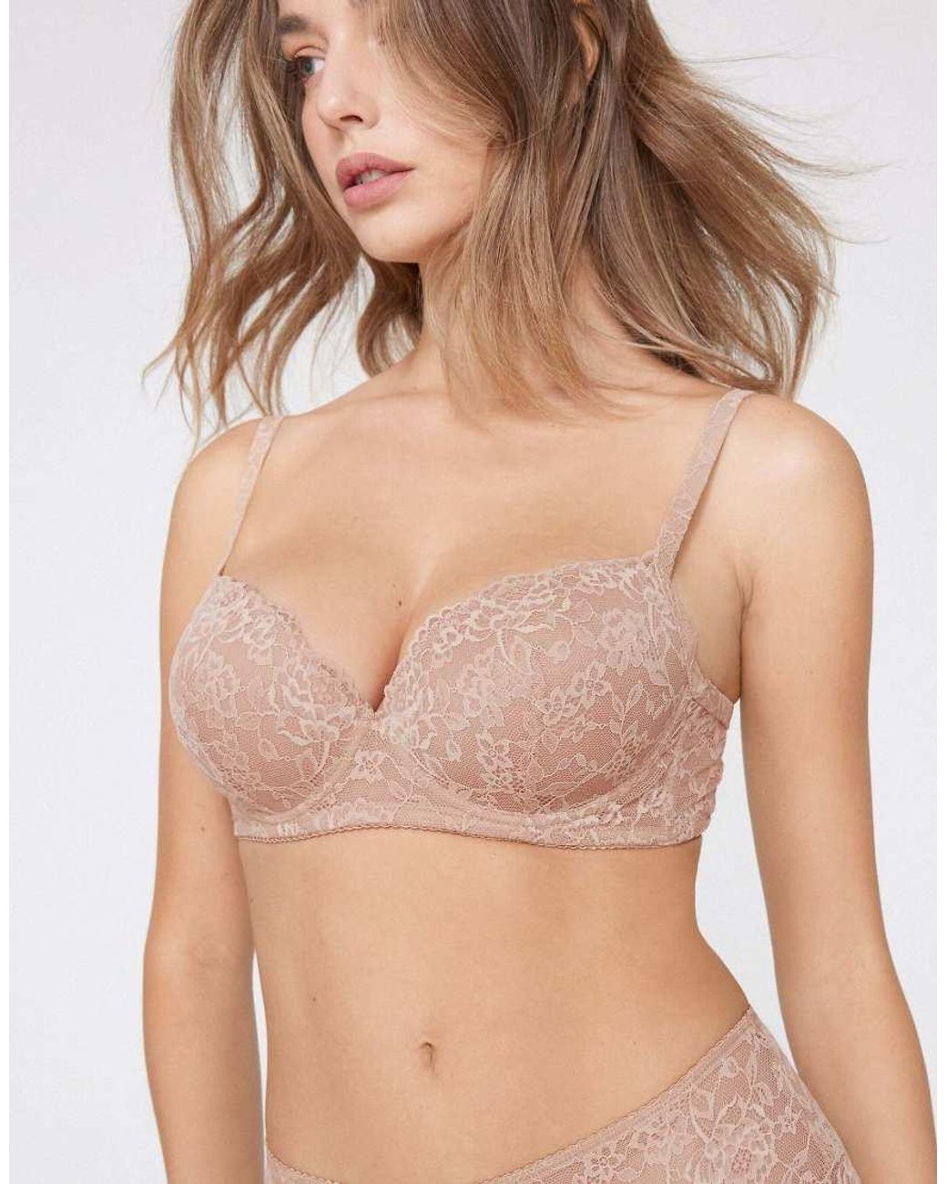 Tezenis Brown Wien Lace Slightly Padded Balconette Bra