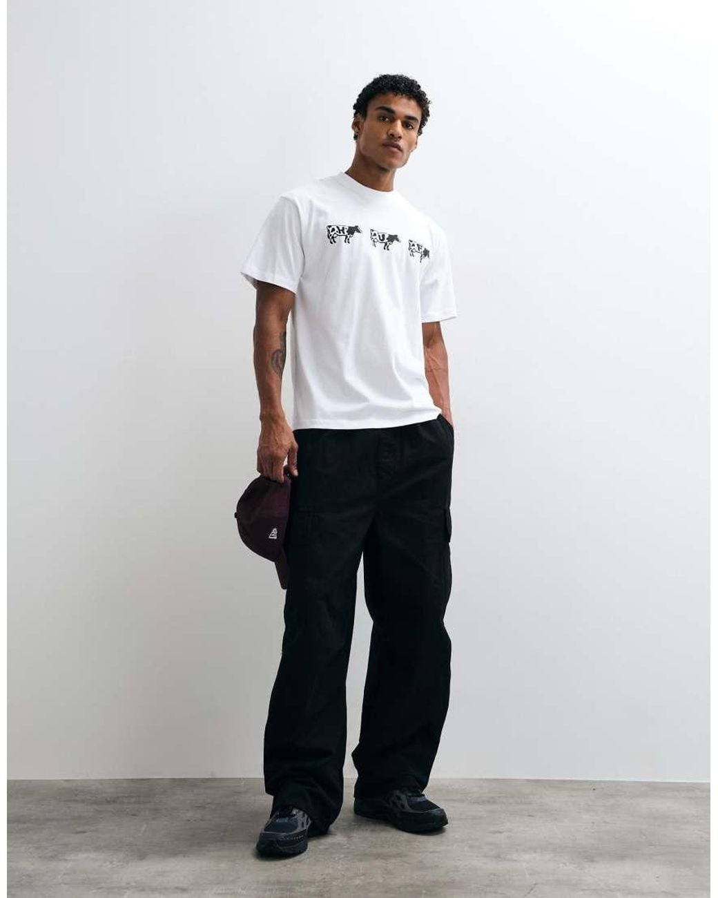 Huf White Cow Graphic T-Shirt for men