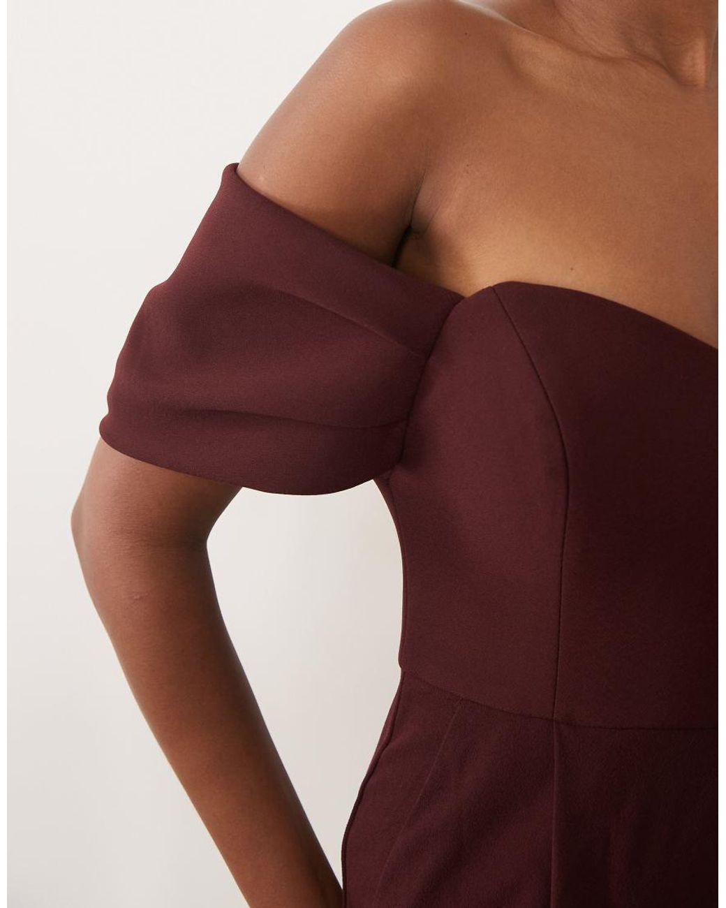 Forever New Purple Off Shoulder Corset Detail Wide Leg Jumpsuit
