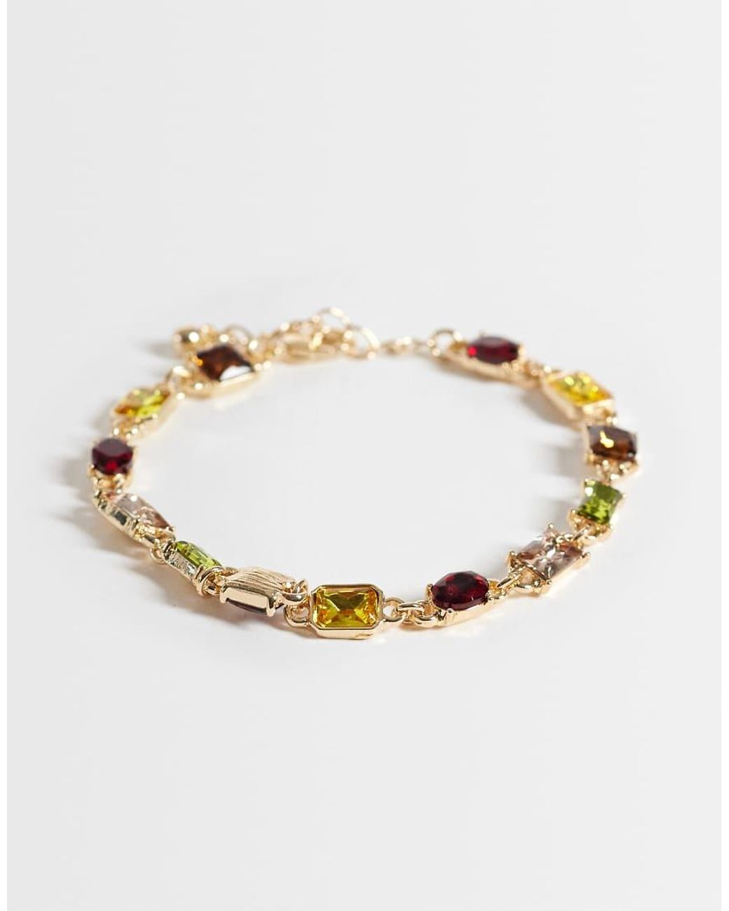 Reclaimed Vintage Metallic Stone Set Bracelet