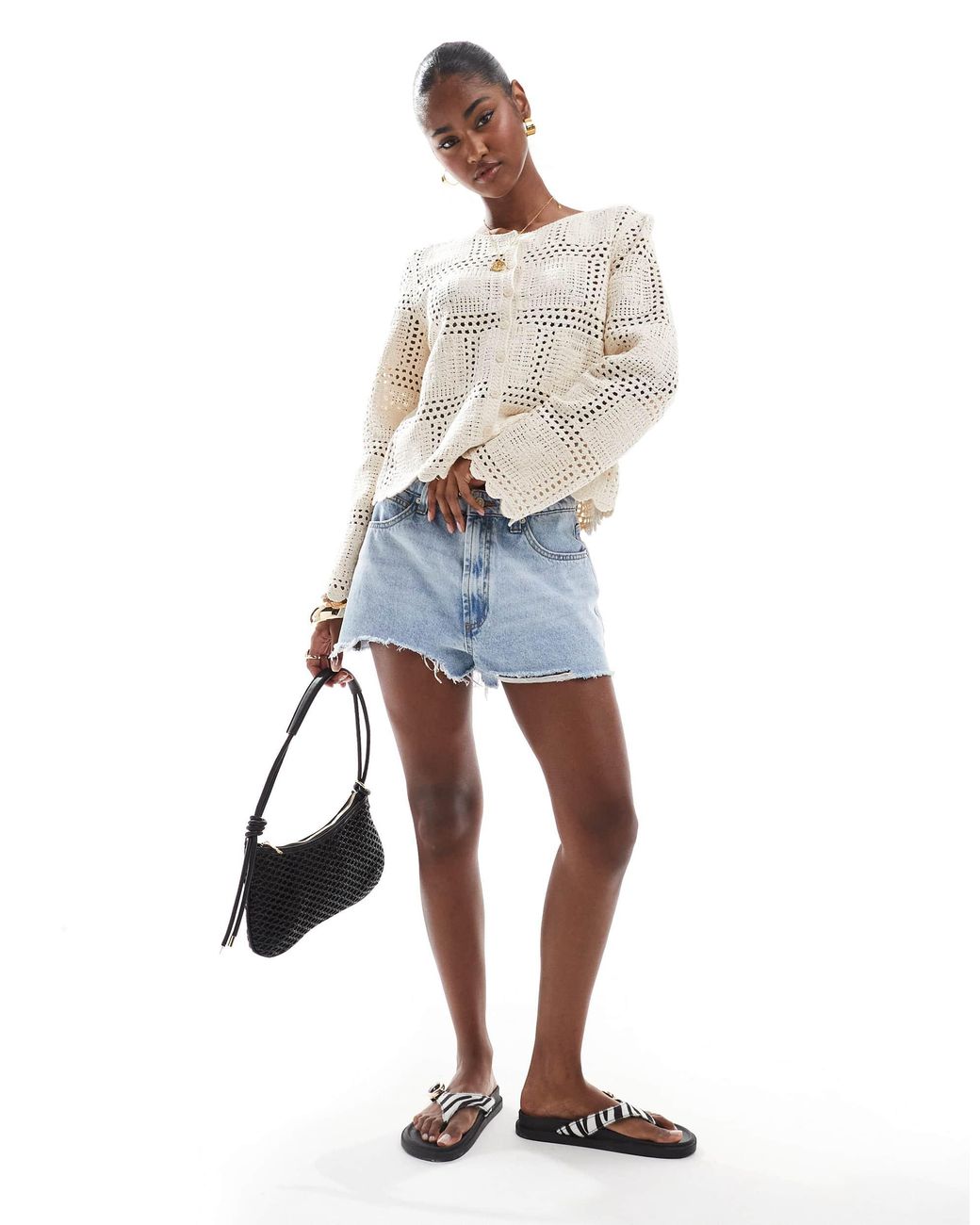 Object White Crochet Cardigan