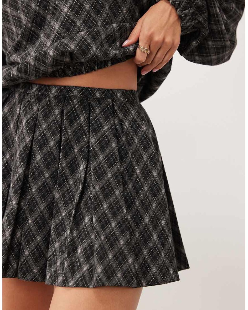 ASOS Black Mix & Match Brushed Pleated A-line Mini Skirt