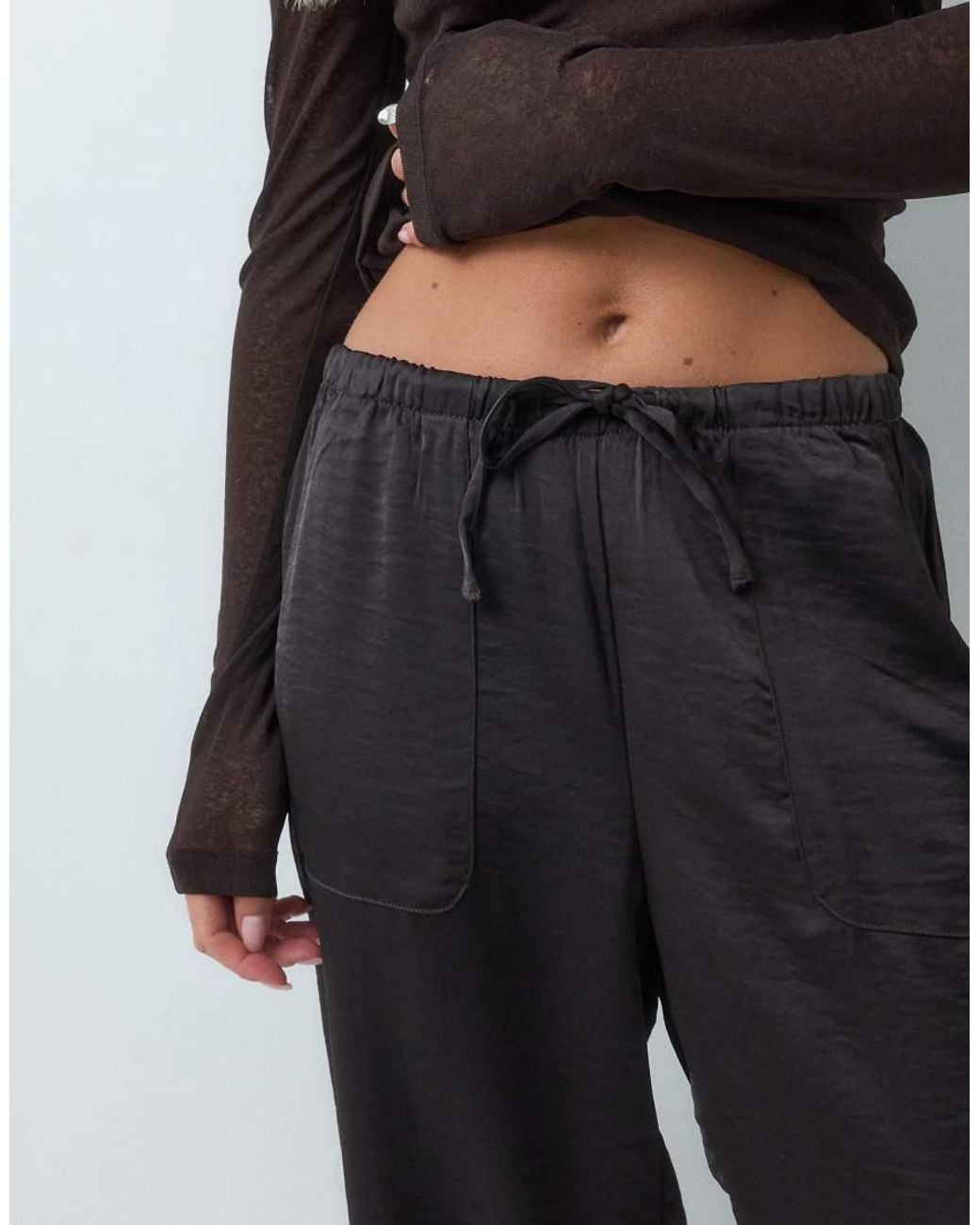Vero Moda Gray High Waist Satin Loose Fit Trousers