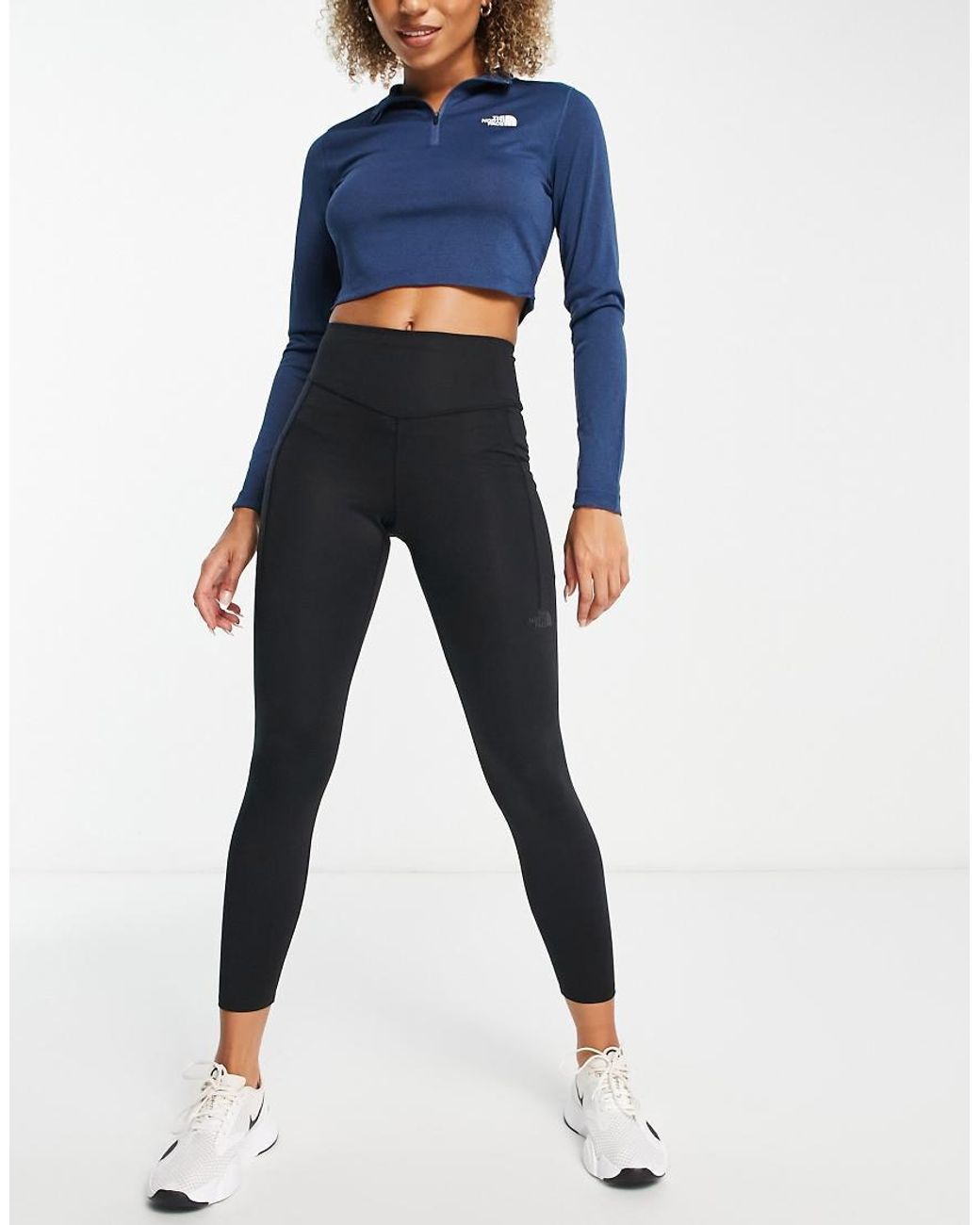 The North Face Blue Training Flex Cropped 1/4 Zip Tech Long Sleeve
