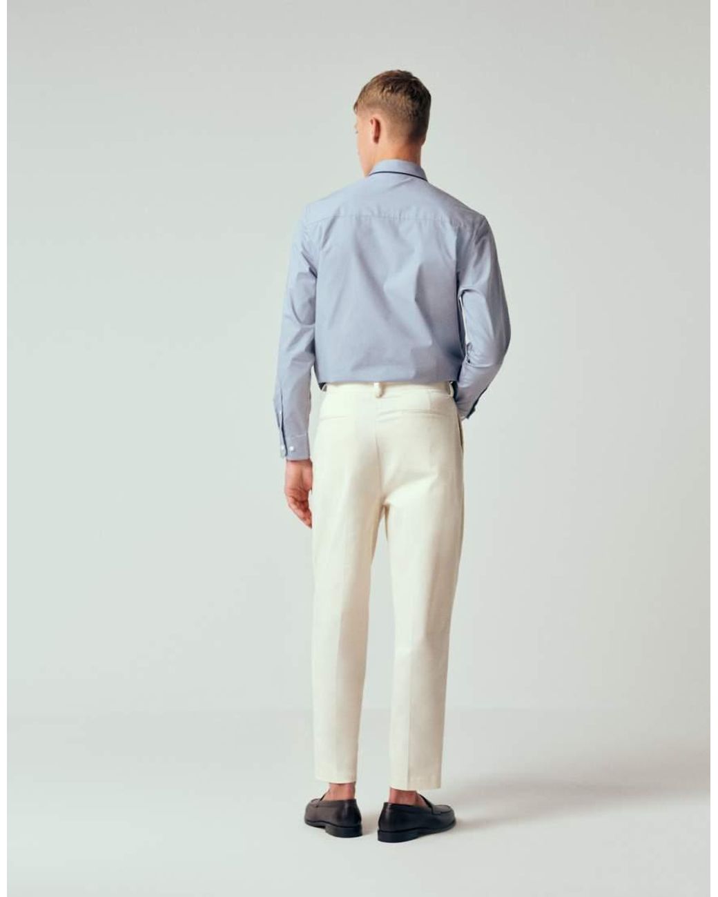 ASOS Blue Tailored Cotton Rich Relaxed Tapered Chino Trousers for men