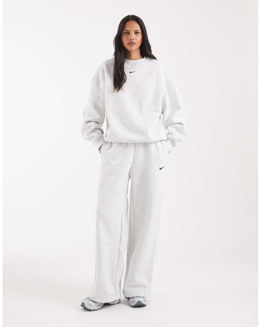 Nike White Studio Fleece Mid-Weight Oversized Sweatshirt