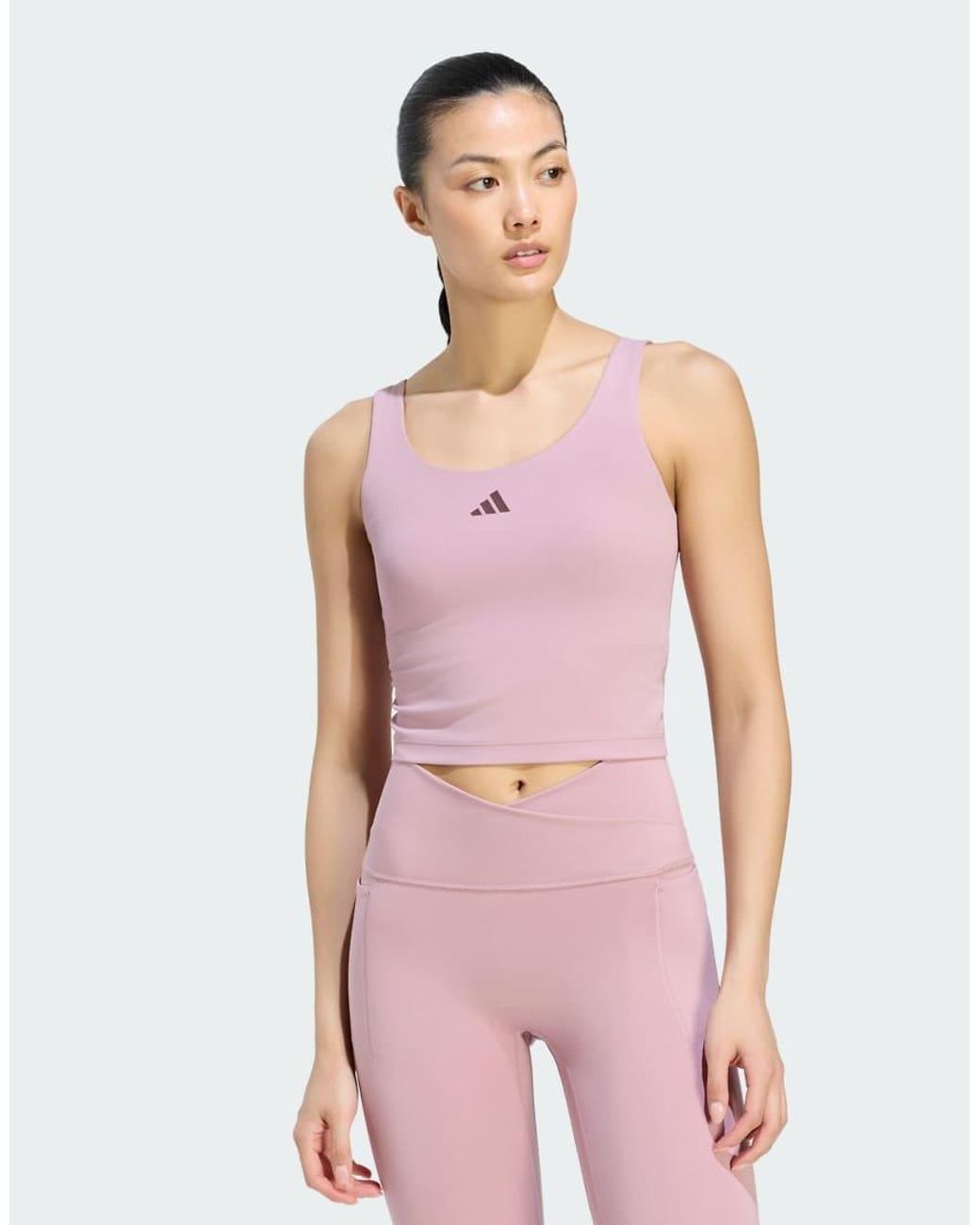 Adidas Originals Pink Three Stripes Studios All Me Light Support Tank Top
