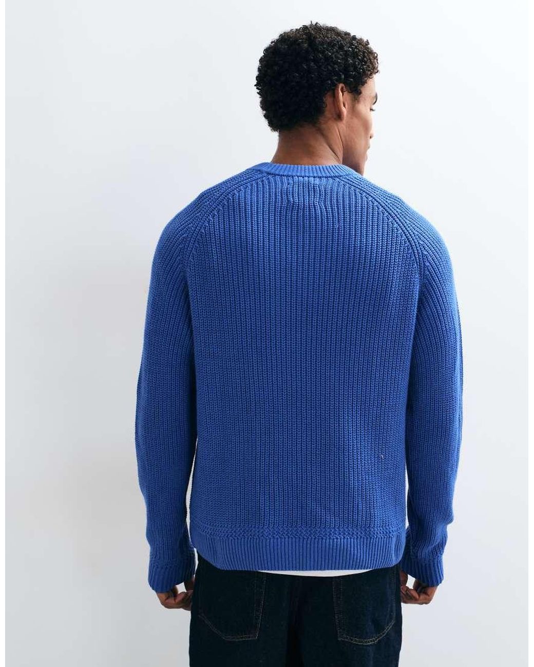 Abercrombie & Fitch Blue Cotton Crew Neck Jumper for men