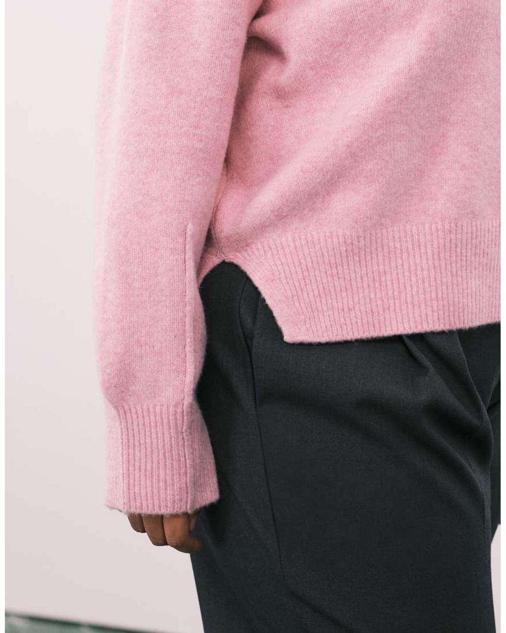 ASOS Pink Asos Design Curve Boxy Crew Neck Jumper With Side Split Detail