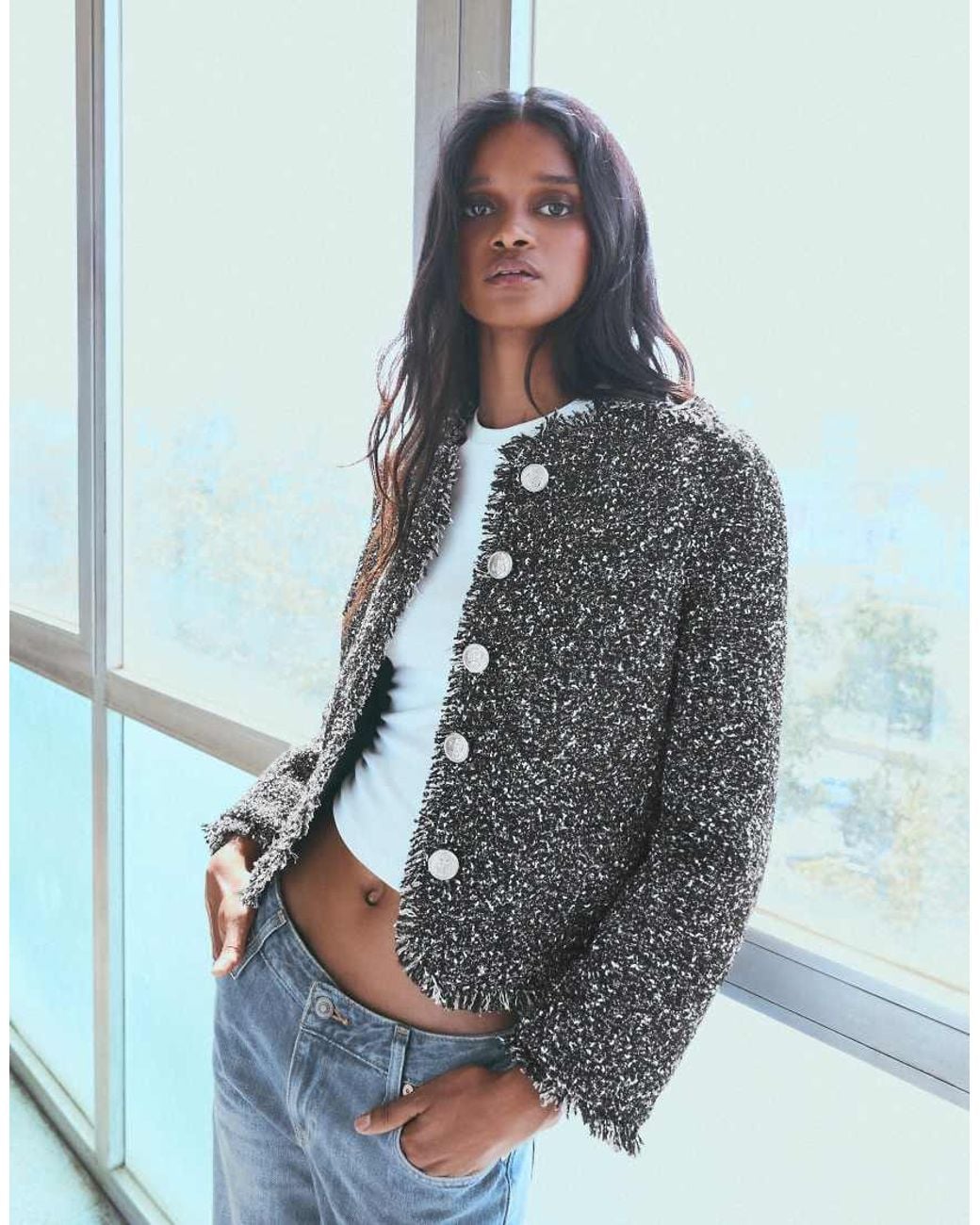 Bershka Black Structured Fabric Jacket