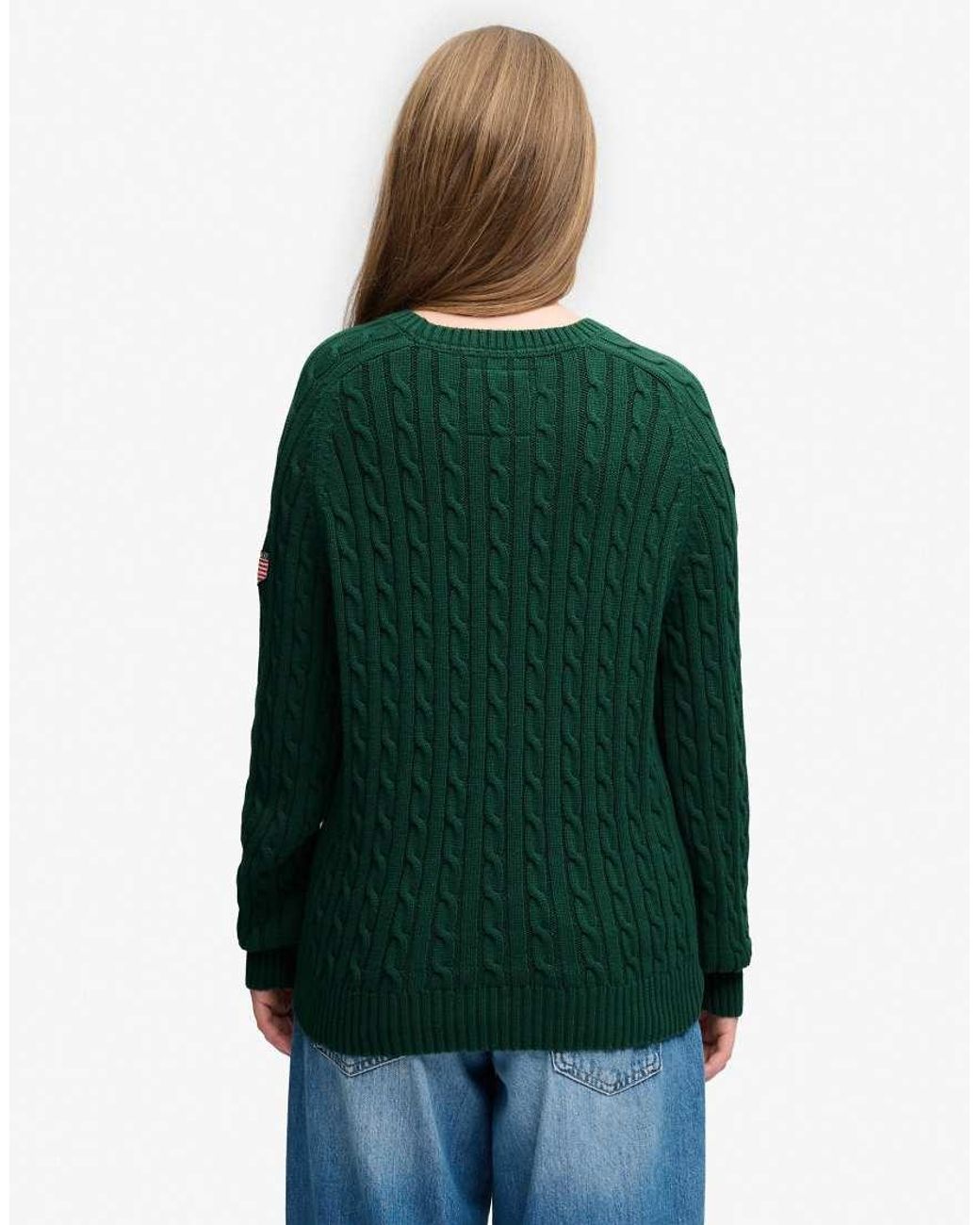 Superdry Green Slouchy Cable Knit Jumper
