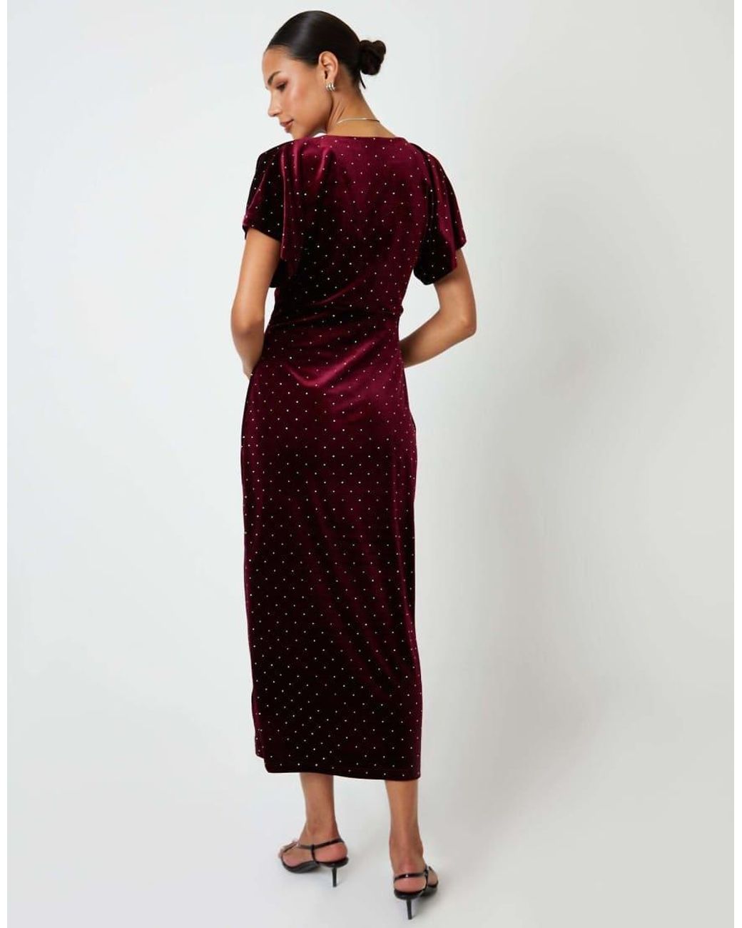 Threadbare Red Velvet Hotfix Underbust Midaxi Dress