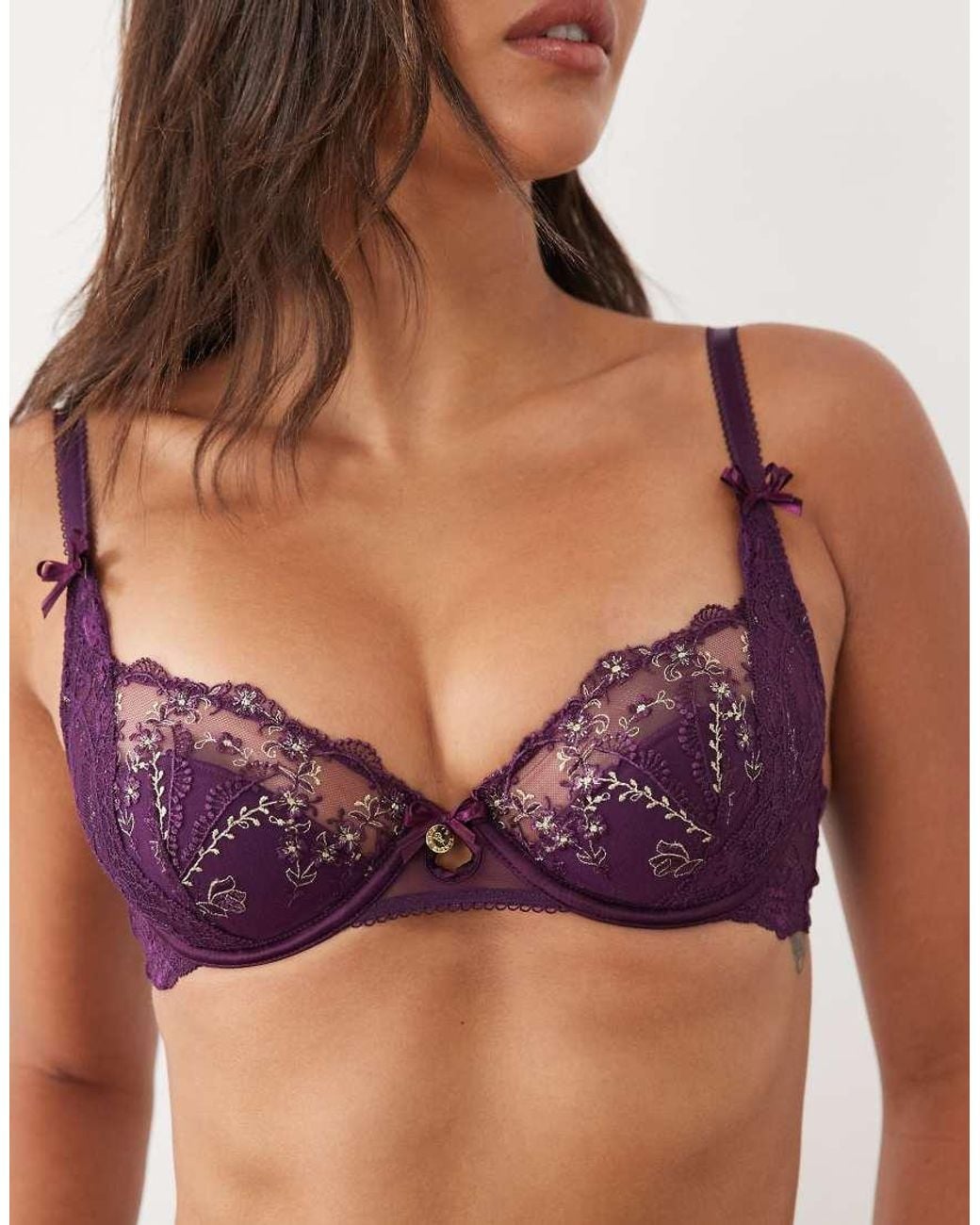Boux Avenue Purple Rayanne Balconette Lace Underwire Bra