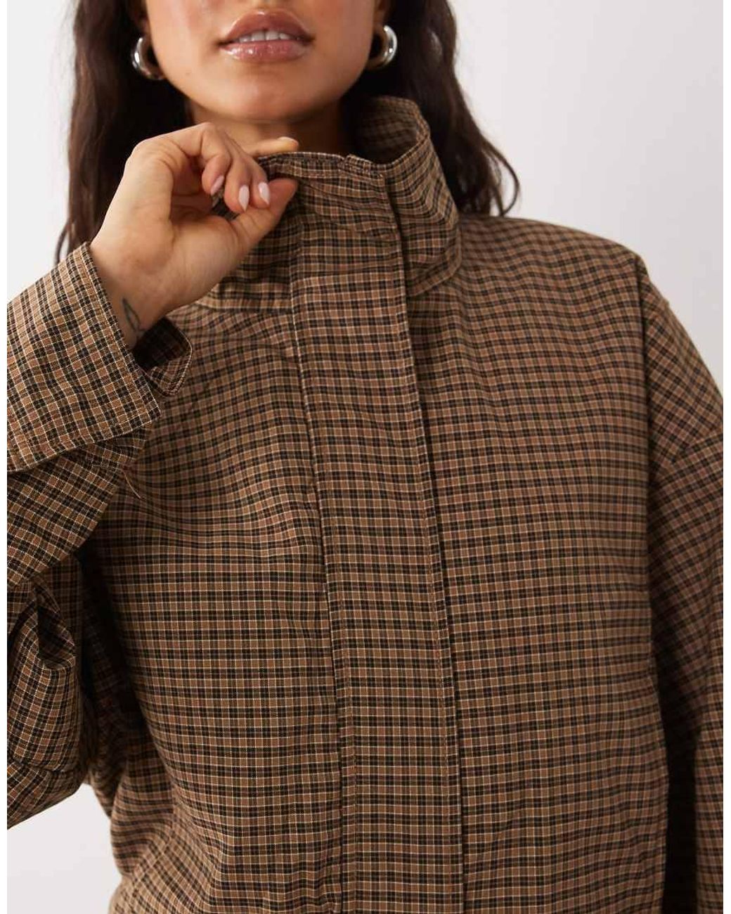 Mango Brown Funnel Neck Bomber Jacket