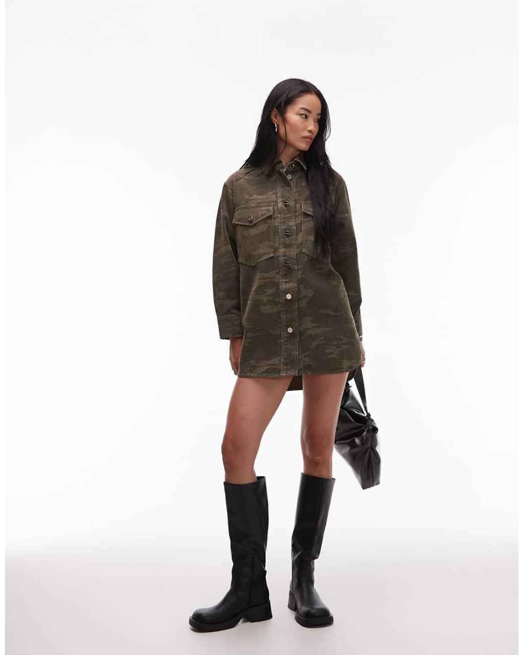 AllSaints Black Faye Camo Flocked Dress