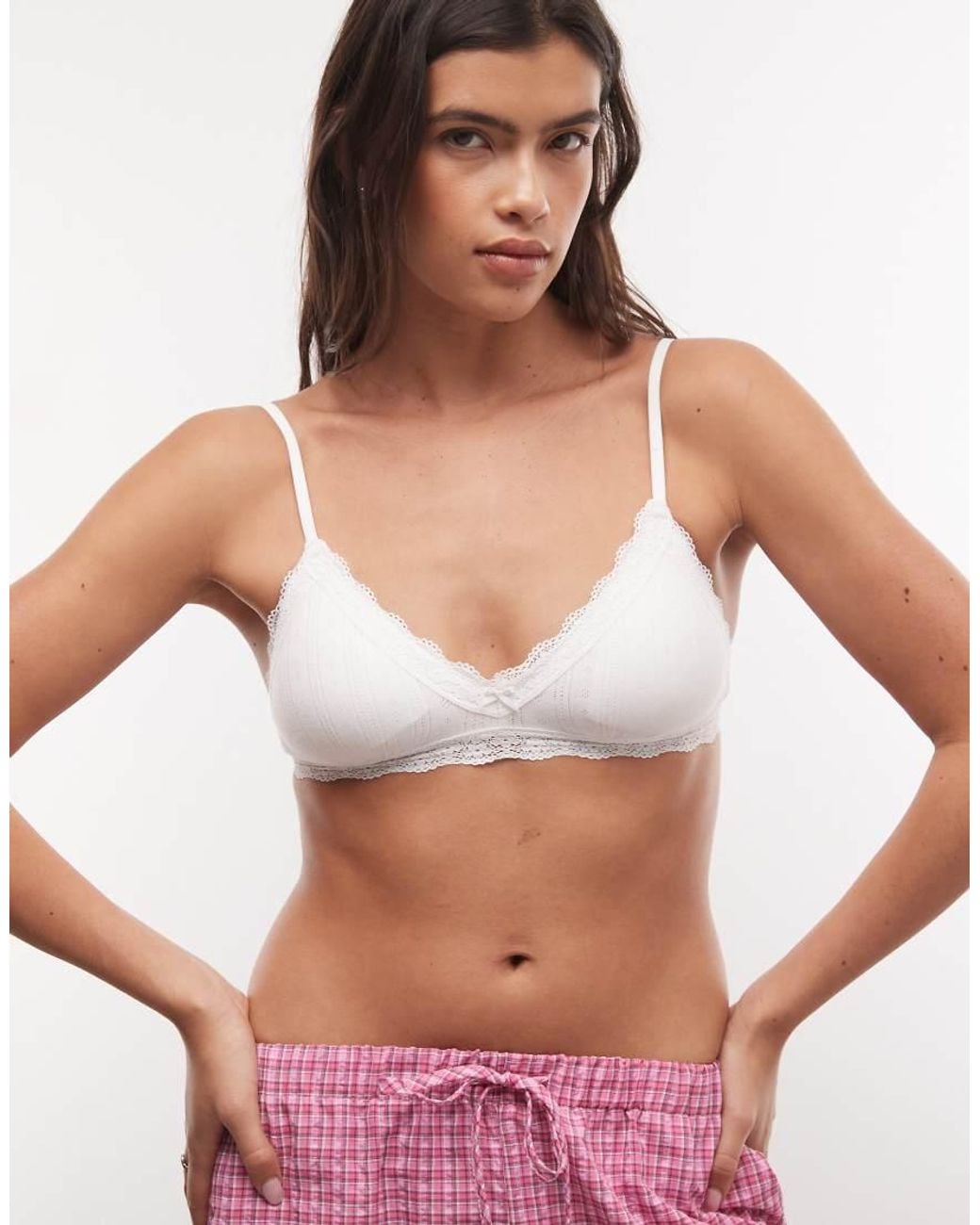 Cotton On White Cotton Lace Triangle Padded Bralette